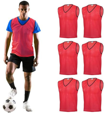 GSi Mesh-Trainingsleibchen für Fußball, Basketball und Teamsport | Einheitsgröße, Atmungsaktives Mesh, Verstärkter Hals- & Armausschnitt, 6er/12er-Packs, 6 Farben