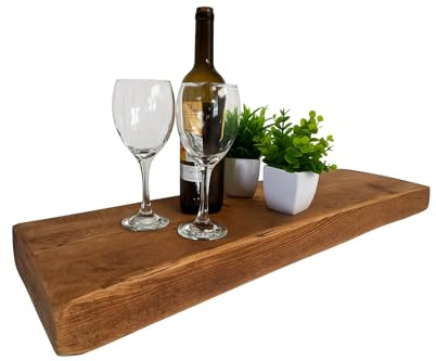 Rustic Floating Shelves Wooden Wall Mounted Shelf Oak Colour Handmade Reclaimed Chunky Solid Wood Industrial 95cm