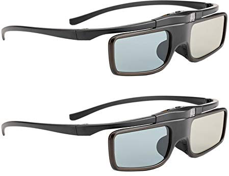 3D Glasses, Active Shutter Rechargeable Eyewear for 3D DLP-Link Projectors Acer BenQ Optoma Viewsonic LG Infocus NEC Jmgo Vivitek Cocar Toumei - Pack of 2