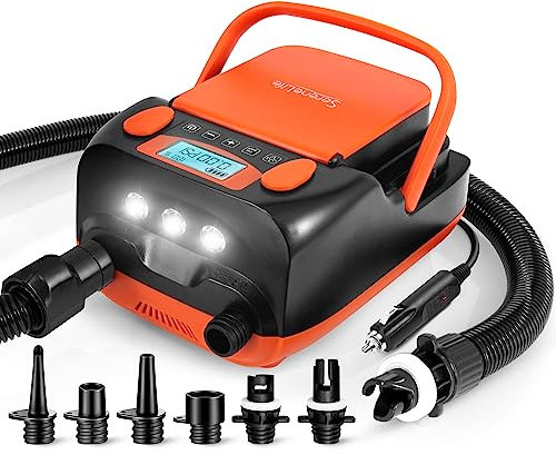 SereneLife Compresseur gonflable, pompe à air électrique, 16 psi pour voiture, planche, bateau, jouet de piscine, fonction de vidage, 12 V
