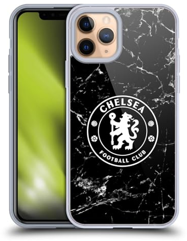 Head Case Designs Officially Licensed Chelsea Football Club Black Marble Crest Gel Case [Military Grade Protection] Compatible with Apple iPhone 11 Pro and Compatible with MagSafe