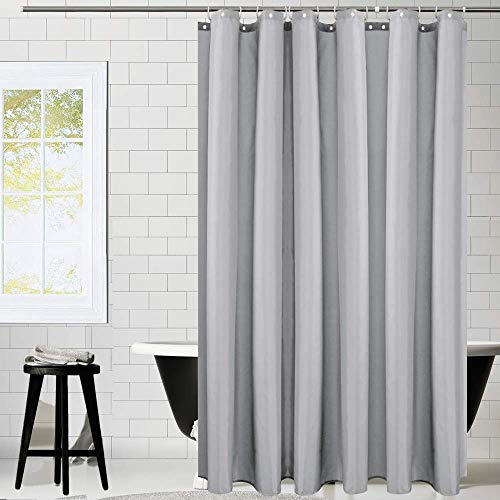 KIPIDA Rideau de Douche Résistant à la Moisissure Imperméable avec des Crochets, Rideau de Douche Tissu Polyester, Facile à Nettoyer, Rideaux de Douche pour Salle de Bains-Gris Clair, 180x180 cm