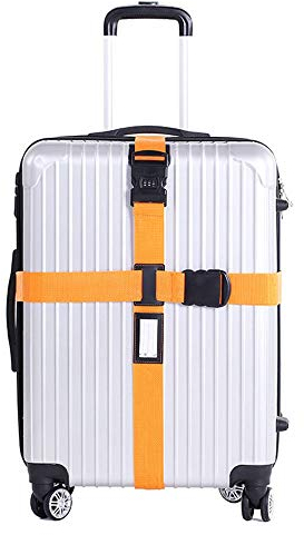 MoonyLI - Cinturón de Equipaje (Cruzado), Funda de Transporte Ajustable, Accesorios de Viaje, cinturón de Equipaje con Cerradura de código y Etiqueta nominativa, Correa de muñeca práctica