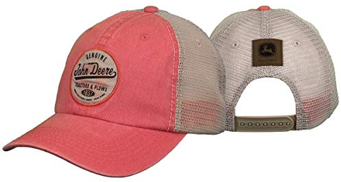 John Deere Tractors Women's Ivory Patch Cap, Ivory and Coral
