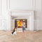GYMAX 5 Panel Safety Gate, Fireplace Barrier Hearth Gate with Walk-Through Door, Adjustable Isolation Fence for Baby Pet (White)
