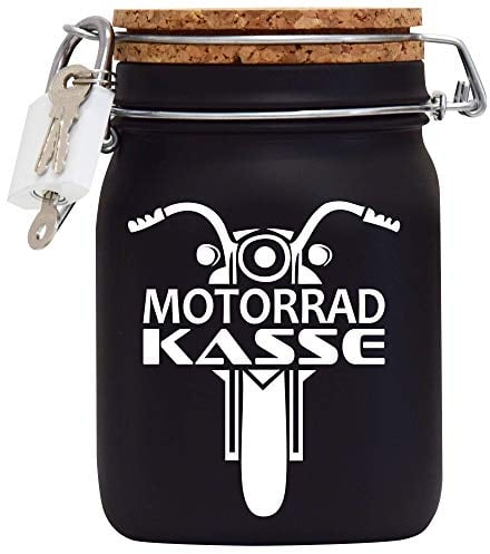 Spardose Motorrad Kasse Geld Geschenk Idee Schwarz L