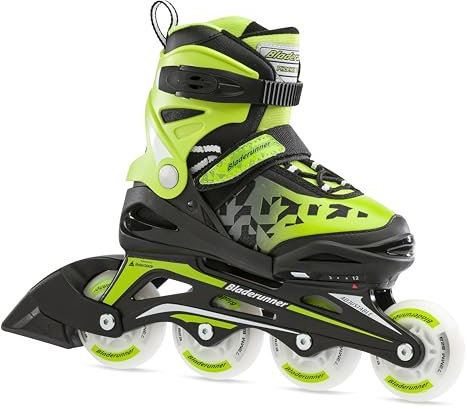 Bladerunner by Rollerblade Phoenix Flash Kinder Verstellbarer Fitness Inline-Skate, Schwarz/Grün