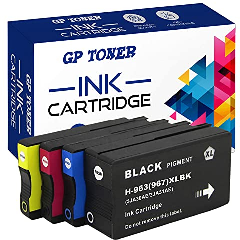 GP TONER 963XL Druckerpatronen Ersatz für HP 963 XL OfficeJet Pro 9010 9012 9014 9015 9016 9019 9020 9022 9023 9025 (4-Pack) Schwarz Cyan Magenta Gelb