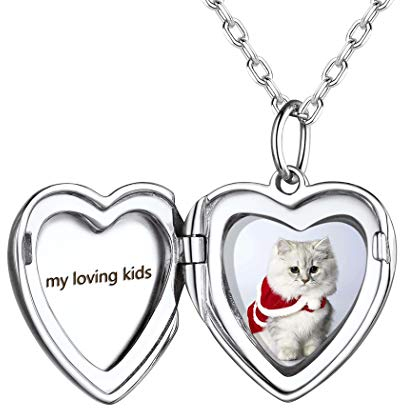 PROSILVER Damen personalisiert Medaillon zum Öffnen mit Bild 925 Silber aufklappbar Herz Anhänger Halskette Foto Amulett Floating Locket Schmuck für Muttertag Valentinstag