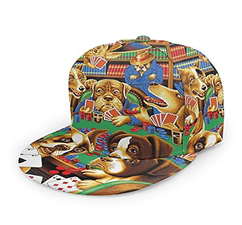 Oaieltj Unisex Baseball Cap Herren Damen Einstellbare Snapback Trucker Hat Mode Hip-Hop Baseball Cap, Dogs Playing Poker Cards Library, One size
