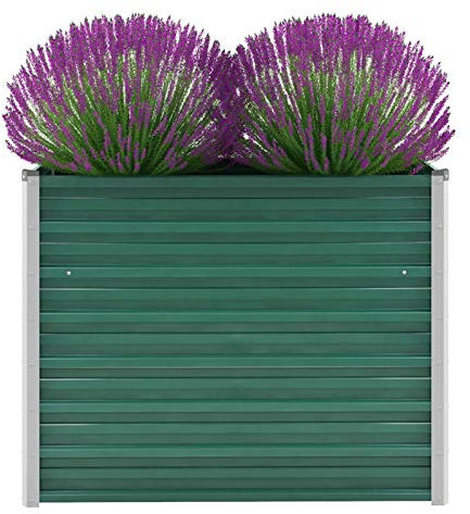 Montloxs Garten-Hochbeet, Kräuterbeet, für Hobbygärtner, Pflanzkasten, Frühbeet, Paletten, Verzinkter Stahl 100x40x77 cm Grün