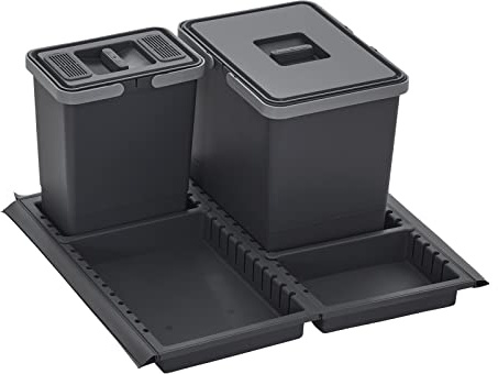 SOTECH Abfallsammler Draw 15+6L Abfalleimer mit Deckel für Abfallsystem | für Auszug Korpusbreite 60 cm