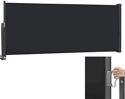 XMTECH Seitenmarkise Wandmarkise 100 x 300 cm Anthrazit, ausziehbar,Sichtschut Markise, Seitenrollo,Blickdicht, Sonnen- & Windschutz für Balkon, Terrasse, Garten