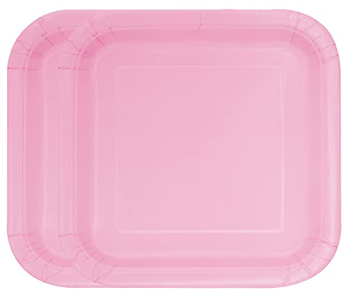 WedDecor 7 (18cm) Square Dessert Disposable Paper Plates Lovely Pink Colour Tableware for Picnics, Weddings, Birthdays, Anniversaries, Baby Showers & Christmas Events, Pack of 16