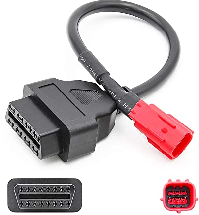 iHaospace Motorrad OBD2 Diagnosekabel Adapter OBD2 Verlängerungskabel 16 Pin auf 6 Pin OBD Adapter für Honda Motorrad