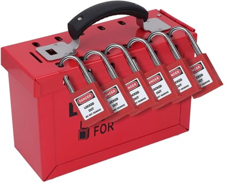 Lockout Tagout Lock Box Lockout Box Set di Lucchetti Cassetta di Sicurezza Portatile per Gruppi di Sicurezza con 12 Lucchetti da 38 Mm 24 Chiavi