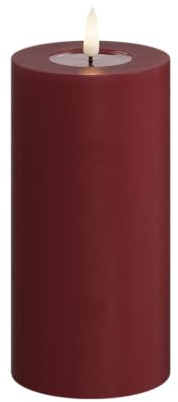 Deluxe Homeart Flammenlose LED-Kerze für den Innenbereich, Bordeauxrot, mit Real Flame™-Technologie, batteriebetriebene Kerze (7,5 x 15 cm)