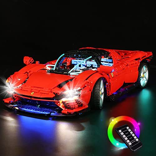 BrickBling 42143 Led Licht Kompatibel mit Lego Ferrari Daytona SP3 - Compatible with Technic Bausteinen Modell,Fernbedienung Dekorationsbeleuchtungsset für Ferrari Daytona SP3 (Kein Modell)