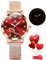 OLEVS Ladies Watches Rose Gold Mesh Strap Fashion Dress Japanese Quartz Waterproof Luminous Female Watches for Women Bracelet Sets