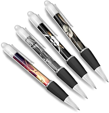 DV DESIGN Lot de 4 stylos à bille blancs pour batterie, Stylo Encre – Kit d'instruments de musique pour groupe de musicien – Pour amis, garçons, filles, hommes et femmes #79334
