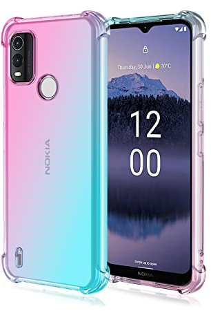 Niaoszhex Hülle für Nokia G11 Plus, TPU-Silikonhülle, Anti-Fall-Softshell, Vier-Ecken-Airbag,Anti-Drop staubdicht Stoßfest Hülle (Rosa grün)