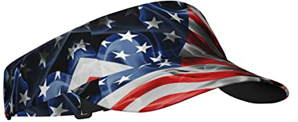 LOGMOR Amerikanische Flagge, patriotisches USA-Muster, Sonnenschutz, Schirmmütze, für Damen und Herren, Sport, leeres Oberteil, Baseball-Sonnenkappe, Tennisvisier, Golfvisier, Schwarz, Schwarz,