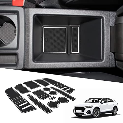 BIXUAN Compatible avec Audi Q3 F3 2019-2025 Tapis antidérapant pour Console Centrale, accoudoir en Caoutchouc, Tapis de Porte-gobelet, Tapis antidérapant avec Coutures de Porte
