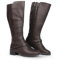 Hawkwell Damen-Reitstiefel mit breiter Wade und doppeltem Reißverschluss, Braun Synthetik EU 36