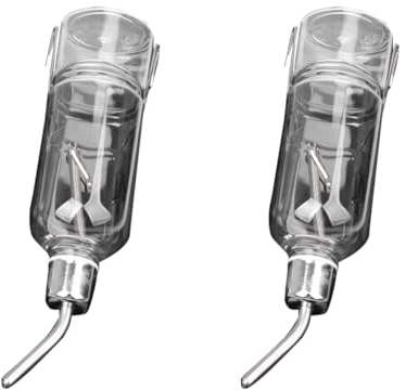 POPETPOP 2pcs Glass Water Bottle Stainless Steel Water Bottles Rabbit Waterer Leakproof Water Bottles Small Animal Water Bottle Rabbit Water Bottle Pet Water Bottle Metal Chinchilla