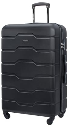 PUCCINI Koffer Alicante Hartschalenkoffer Trolley Leicht Reisekoffer mit 4 Rollen M-L-XL (Schwarz, XL)