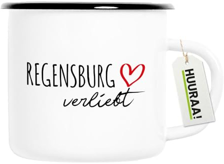 Huuraa Emaille Tasse Regensburg verliebt Geschenk