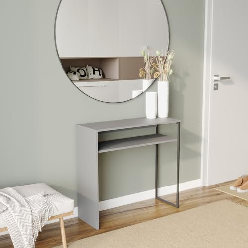 URBNLIVING 80cm Wooden & Steel Console Display Table Living Room Hallway with Storage Shelf