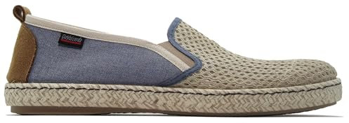 DeValverde - Alpargatas con Suela de Goma y Esparto,Planas,de Tela,Lona,Rejilla,caladas,elásticos, para: Hombre Color: Tejano Talla:43, 23688-43