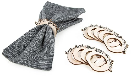 Logbuch-Verlag 10 Holz Serviettenringe Tischdekoration Serviettenhalter Lasst Uns feiern Partydeko Hochzeit Geburtstag Silvester 6 cm