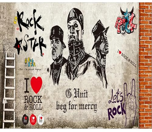 Custom size peel and stick mural street music retro style inspirational Waterproof PVC wall sticker mural wallpaper for use in gyms cafes bathrooms bedrooms badminton halls athletics halls boxing gyms