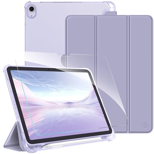 Fintie Funda y Protector de Pantalla para iPad Air 11 Pulgadas 2025(M3) / 2024(M2), iPad Air 5ª Gen(2022)/4ª Gen(2020) 10.9 con lápiz, Translúcida Carcasa de Suave TPU - Lila Violeta