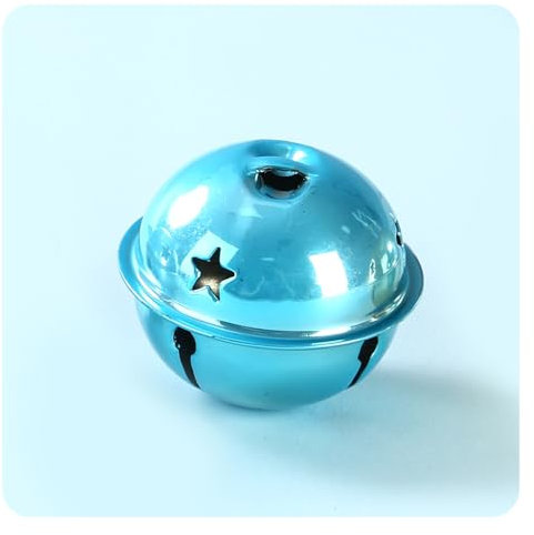 Hrlace Glöckchen Große 5 cm Weihnachtsglocken zum Basteln Farbige Glocken Stern-Metallglocken Riesige Jingle Bell Bunte Charms Craft zum Basteln, Weihnachten, Festival, Heimdeko Blau 10 Stück