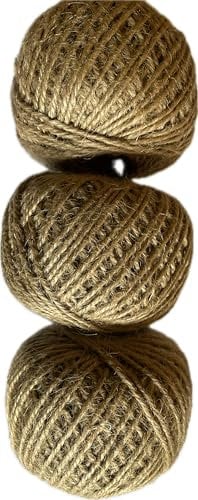 3 x 60 m parcel cord, 2 mm, jute cord, parcel tape, natural