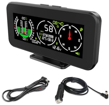 PLAYOCCAR M60 GPS Geschwindigkeits- und Neigungsmesser mit integriertem Mehrachsen-Gyroskop, Automotive Smart Slope Meter Neigungswinkelmesser Geschwindigkeitsmesser Kompatibel mit Off-Road-Fahrzeug