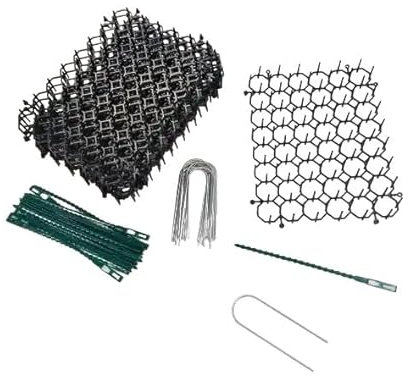 12 Piezas Alfombrilla Anti Gatos, 20 x 15 cm Pinchos Anti Gatos con 12 Clavos en Forma de U y 20 Cinturón de Fijación, Rejilla Ahuyentador de Gatos para Jardines (AQW44, 3 Combinaciones, 44, AXCD1)