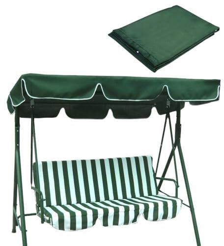 Outdoor Patio Swing Chair Canopy Replacement Double Seater Porch Swing Seat Canopy Cover Garden Hammock Top Cover for Backyard Porch Garden green