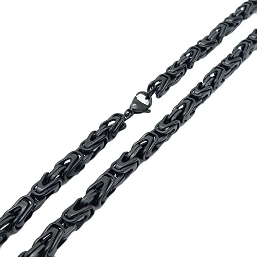 KnBoB Kette 45-80 cm, Byzantinische Kette 6MM Hip Hop Gold/Silber/Schwarz Edelstahl Herren Königskette Halskette