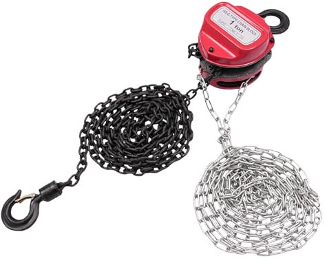 CLEADONG Treuil manuel 1T - Chaîne entièrement galvanisée - Chaîne en acier robuste - Chaîne de 4 m - Avec crochet rotatif à 360°