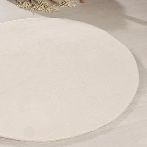 Waschbarer Runder Teppich für Ihr Zuhausee 150x150 Cm | Wohnzimmer Schlafzimmer Kuechenteppich Flur Teppiche Hochflor Dünner Easy Clean Laeufer | Weicher Moderner Wetterfest Einfarbig Gemusterter