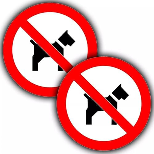 2 Pack No Dogs Allowed Round Sticker Signs - 85mm Waterproof Vinyl Window Stickers - for Shops & Public Places