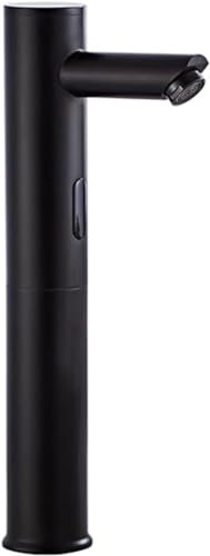 Robinet Mitigeur Lavabo Sans Contact Capteur Automatique Noir pour Lavabo Salle de Bain Eau Froide Design Haut