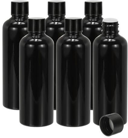 PATIKIL Travel Bottles with Screw Cap, 6 Pcs 3.4Oz(100ml) Leak Proof Refillable Empty Dispenser Container Squeeze Bottle with PP Screw Lid for Shampoo Toiletries Lotion Cream, Black