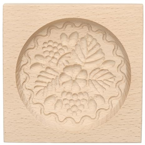 sourcing map Wooden Cookie Mould 3.94 x 3.94 Wooden Cookie Biscuit Mould Raspberry Carved Baking Cookie Tool Biscuit Press Stamp