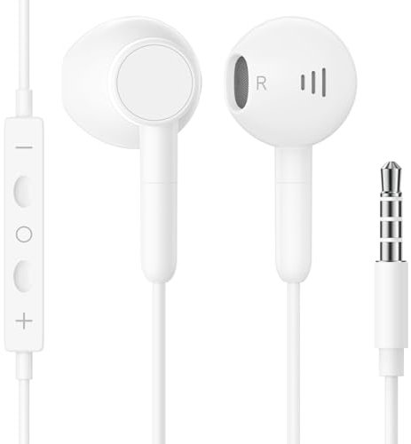 3,5 mm In-Ear Kopfhörer mit Kabel, HiFi Stereo Ohrhörer mit Mikrofon und Lautstärkeregler, Headset mit 3.5 mm Kopfhörern für i-Phone 6, Samsung Android Smartphone Laptop MP3/4 und andere 3,5 mm Geräte