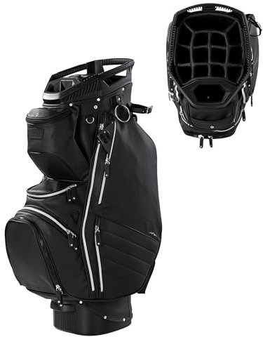 Sun Mountain Matchplay 14-Way Cart Bag - Duravinyl Golf Trolley BAG - 2025 Range - Black/Silver